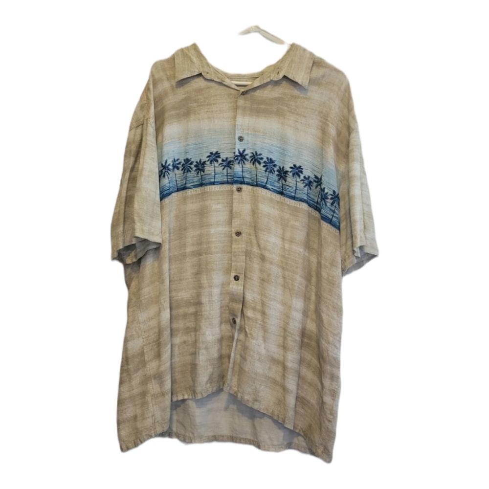 Island Shores Button Up Shirt Men's Hawaiian Palm Trees XXL.